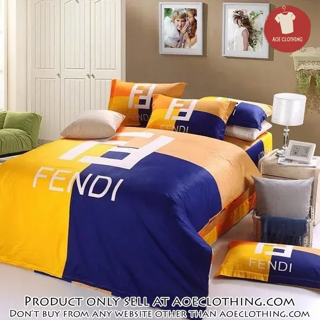 Fendi logo luxury brand highend bedding set home decor aoe0812281